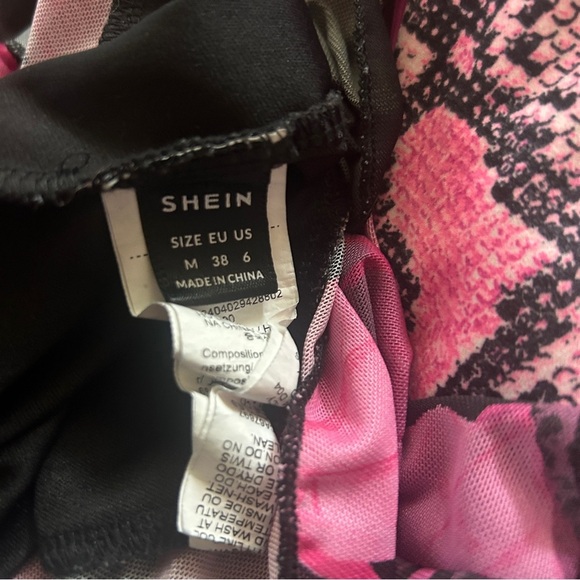 SHEIN Elegant Pink and Black Strapless Dress - Picture 7 of 7